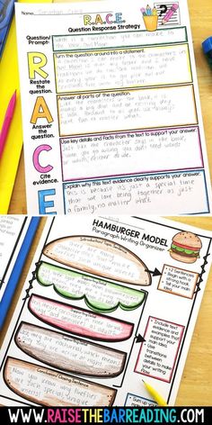 an image of a hamburger reading paper with writing on it and pencils next to it