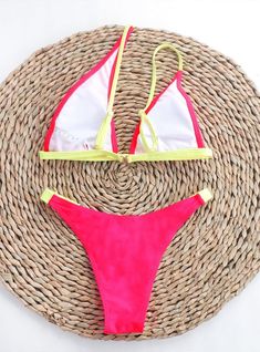 Lilacoo brings a cool classic this season with the Pink Cropped Bikini Top. This ultra-comfy bikini top showcases a cropped silhouette with fixed straps. Pair it with the Pink Cut Bikini Bottom, another ultra-comfy bikini bottom with a low-rise fit, high-cut leg, scoop front detail, and cheeky seat coverage. This classic and chic set is perfect for any beach or pool day. Pattern style: sexy, tightFabric name: nylonFabric composition: nylonFabric content: 80(%)Weight: 140(g)Name of lining: polyesterLining composition: polyester fiber (polyester)Size: S,M,L,XLSleeve length: sleeveless G Name, Solid Color Swimsuit, Plus Size Cosplay, Bodysuit Dress, Pool Day, Swimsuits Hot, Short Lace Dress, Clean Body, Swimwear Dress