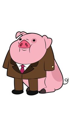 a pig in a suit and tie sitting on the ground with his arm around another pig