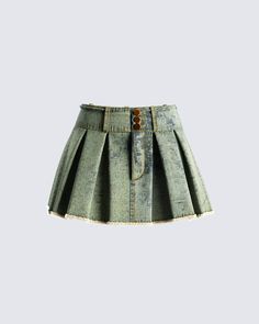 Flirt, and flaunt with this washed denim mini skirt 🖤 Featuring a pleated design, a frayed hem, and a high-waisted fit, this skirt is perfect for any baddie who wants to slay anywhere and everywhere they go 💅 Pinterest Shopping Clothes, Skort Outfits, Black Crochet Pants, Homecoming Outfit, Yellow Mini Dress, Red Mini Skirt, Stylish Summer Outfits, Swag Outfits For Girls, Ribbed Mini Dress