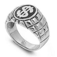 Dollar Sign Cash Bill Money Heavy Ring .925 Sterling Silver Band Jewelry Female Male Unisex Size 13 All our silver jewelry is crafted from .925 silver also commonly referred to as sterling silver. Sterling silver is the standard for beautiful high-quality silver jewelry and can not be replicated by lower priced silver plated jewelry. It is 92.5% pure silver, mixed with alloys to add strength and durability to stand the test of time. We promise superior service which includes fast shipping, great communication, and Walmart's refund policy. Keep your fine jewelry shiny and elegant by storing it properly. Jewelry needs to be stored in a dry area, preferably away from air in a jewelry box or plastic bag. Avoid exposure to harsh chemicals. Use a polishing cloth to remove tarnish build-up over t Classic Silver Stainless Steel Signet Ring, Sterling Silver Stamped Signet Ring In Silver, Silver Stainless Steel Signet Ring With Polished Finish, Classic Silver Engraved Stainless Steel Ring, Classic Silver Stainless Steel Engraved Ring, Classic Stamped Silver Jewelry, Classic Silver Etched Signet Ring, Classic Etched Silver Signet Ring, Classic Silver Engraved Ring Nickel-free