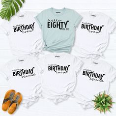 80th Birthday Shirt, 80th birthday vacation tee, 80 birthday party shirt, Birthday crew shirt, 80 birthday squad Shirt,80 birthday men women Hello! Thank you for supporting small businesses. My main priority here is the satisfaction of my customers. My t-shirts are Bella+Canvas brand. If Bella+Canvas is out of stock, I will send it from a brand of the same size and quality. If you want to see this design on the SWEATSHIRT you can buy it from the link below.https://etsy.me/3LS0Viz T-shirts are co 30th Birthday Group Shirts, Casual Number Print T-shirt For Birthdays, Custom Print Relaxed Fit T-shirt For Birthday, Relaxed Fit T-shirt With Name Print For Birthday, White Relaxed Fit T-shirt For Birthday, 30th Birthday Shirts For Women, 30 Birthday Party, Birthday Group Shirts, Bday Shirt