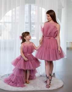 Mauve Dress, Matching Dresses, Mother Daughter, Birthday, Prom Dress, Evening Dress, Puffy Tutu Dress, Train Dress, Photoshoot, Wedding Guest Gown, Special Occasion, Mommy And Me, Multilayered Dress Luxury handmade matching dresses have very original fashionable design  made of high-quality tulle will be perfect for any celebration....birthday, wedding, parties, Christmas, photography, Valentine's Day, dance, evening, flower girl  dress, ball gown, festivals wear, dance, dress-up, fairy & prince Mommy Daughter Dresses For Birthday, Wedding Guest Gown, Fairy Princess Costume, Wedding Guest Gowns, Train Dress, Dress Photoshoot, Dress Train, Photoshoot Wedding, Draping Fashion