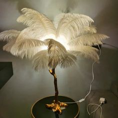 a lamp that is on top of a table