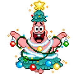 an image of a cartoon character dressed as a christmas cheerleader with lights around his neck