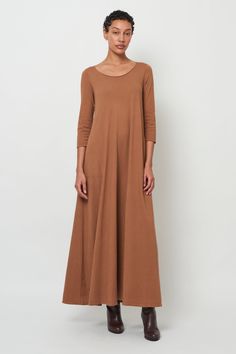 Spice Lucy Drama Maxi Dress – Raquel Allegra Flowy A-line Maxi Dress For Fall, Casual Cotton Maxi Dress With 3/4 Sleeves, Fall Cotton Maxi Dress For Daywear, Flowy Cotton Maxi Dress In Solid Color, Flowy Solid Cotton Maxi Dress, Modest Cotton Maxi Dress For Fall, Solid Cotton Flowy Maxi Dress, Solid Long Cotton Maxi Dress, Solid Cotton Maxi Dress With Flowy Fit