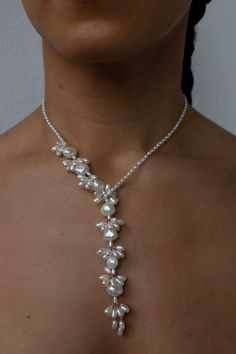 Completely handcrafted in our New York studio, Le Fleur features signature pearl fleurettes asymmetrically adorned on a lariat style freshwater seed pearl necklace.  Features an elegant handmade freshwater pearl loop that easily blends into the design.  To wear, carefully slide the loop down the necklace, put necklace Bow Barrette, Wrap Necklaces, Dope Jewelry, Ivory Silk, Jewelry Lookbook, Mode Inspo, Bead Jewellery, Bijoux Diy, Dream Jewelry