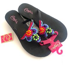 Candies Multicolored Thong Wedge Flip Flops, Size 7-8 New With Tag Lgsf-Rqsd Pink Toe Post Wedge Sandals For Beach, Multicolor Toe Post Flip Flops For Summer, Multicolor Toe Post Summer Flip Flops, Pink Casual Wedge Sandals With Adjustable Straps, Casual Adjustable Pink Wedge Sandals, Casual Pink Adjustable Wedge Sandals, Casual Multicolor Toe Post Flip Flops, Multicolor Toe Post Flip Flops, Adjustable Pink Synthetic Wedge Sandals