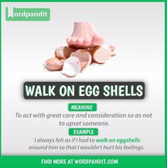 an advertisement for eggshells with the words walk on egg shells