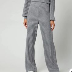 These Soft, Rib-Knit Sweater Pants Feature A High, Flat Waistband, Making Them A Chic And Comfortable Alternative To Your Regular Trousers. Gray Elastic Waist 33% Viscose, 23% Polyamide, 20% Wool, 20% Cotton, 4% Cashmere Dry Clean Or Hand Wash, Dry Flat Size Tb 3 Us (8-10) See Photos For Approximate Measurements And Details . High Waisted Cropped Pants, Brown Pants, Pants Large, Gray Sweater, Ribbed Knit Sweater, Ted Baker London, Sweater Pants, Knit Pants, Wide Leg Trousers