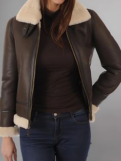 Step into classic aviator style with the Aviator Women's Distressed Brown Jacket. Crafted from high-quality distressed brown leather, this jacket exudes rugged elegance and timeless charm. Inspired by vintage aviator jackets, this piece features all the iconic elements that make the style so enduring. From the oversized lapels and asymmetrical zipper to the cozy shearling lining, every detail is designed to evoke the spirit of adventure and exploration. The distressed finish adds a touch of authenticity and character, giving the jacket a lived-in look that only gets better with age. Whether you're flying high or exploring the urban jungle, this jacket will be your trusty companion on any journey. The versatile brown hue pairs effortlessly with a wide range of outfits, from casual jeans and Classic Brown Aviator Outerwear, Classic Brown Aviator Style Outerwear, Fall Aviator Leather Jacket With Padded Collar, Aviator Leather Jacket With Padded Collar For Fall, Classic Aviator Biker Jacket For Fall, Classic Aviator Outerwear For Fall, Classic Aviator-style Outerwear For Fall, Classic Distressed Brown Leather Jacket For Winter, Classic Winter Leather Jacket In Distressed Brown