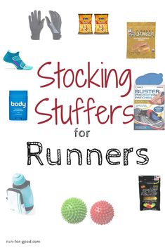 stocking stuff for runners with text overlay that reads, stocking stuff for runners