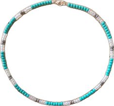 Bohemian Turquoise Beaded Necklace With Letter Beads, Turquoise Necklace With Spacer Beads For Beach, Turquoise Beaded Choker, Turquoise Beaded Necklace For Beach, Turquoise Choker With Round Beads For Summer, Turquoise Necklace With Tiny Beads For Beach, Beach Turquoise Necklace With Round Beaded Chain, Turquoise Strand Beaded Necklace With Tiny Beads, Turquoise Beaded Chain Necklace For Beach