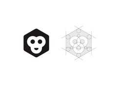 an image of a monkey head in the middle of two hexagonals, one with