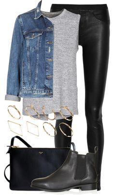 Denim Jacket Outfit, Black Leather Pants, Legging Outfits, Urban Chic, Casual Clothing, Mode Inspiration