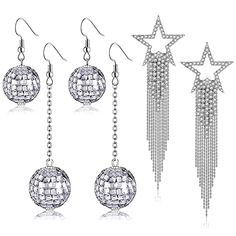 PRICES MAY VARY. 【Disco Ball Earrings Set】Imagine yourself skating or dancing in the sunshine, caching the eye of everyone around you with the sparkle emanating from your ears! Our Disco Ball Earrings feature a reflective mirror-like finish which reflects light in all directions, available in Silver, Gold and AB color! Wear these Classic Ball Drop Earrings provides the outlook with a sparkling appearance and will be sure to turn heads this holiday season 【Statement Ball Dangle Earrings】Disco nev 60s 70s Outfits, Groovy Earrings, Women 60s, Party Mirror, Disco Ball Earrings, Cowgirl Look, Disco Fever, Retro Looks, 70s Outfits