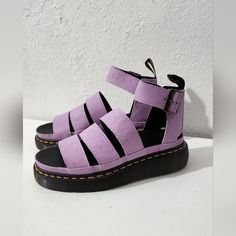 Dr. Doc Martens Clarissa Ii Platform Gladiator Strap Sandals Lilac Leather Sz 9 Nwob *Disclaimer* An Item That Is Sent Back Must Be Returned In The Original Condition In Which Is Received To Be Eligible For A Full Refund. Doc Martens Clarissa, Purple Closed Toe Leather Sandals, Purple Leather Closed Toe Sandals, Purple Sandals With Buckle Closure And Round Toe, Purple Flat Leather Sandals, Dr Martens Clarissa Sandal, Purple Leather Open Toe Sandals, Doc Marten Flower Sandal, Purple Platform Sandals