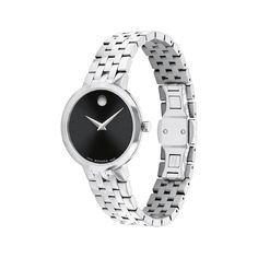 Always in style, the Movado Museum Classic women's watch is an icon of modern design. 30mm stainless steel case Black dial with silver-tone signature dot, slender hands and sapphire crystal Supple stainless steel bracelet with push-button deployment clasp Water-resistant to 30 meters Slender Hands, Gift-ready Polished Stainless Steel Jewelry And Watches, Silver Michael Kors Watch, Movado Museum Watch, Classic Watch Women, Michael Kors Silver Watch Metal Dial, Classic Collectible Self-winding Watches, Women's Watch, Push Button