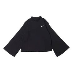 (WMNS) Nike Sportswear ribbed Knit High Collar Long Sleeves Knit Long Sleeves Black DM6400-010 (Women's) Winter Sportswear Tops With Ribbed Waistband, Casual Black Top With Ribbed Waistband, Winter Ribbed Tops For Streetwear, Sports Funnel Neck Top With Ribbed Cuffs, Sports Tops With Funnel Neck And Ribbed Cuffs, Winter Sportswear Top With Ribbed Collar, Casual Funnel Neck Sports Top, Sports Top With Funnel Neck And Ribbed Cuffs, Sporty Ribbed Winter Tops