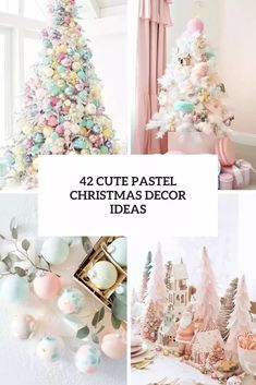 christmas tree decorated with pastel colors and ornaments