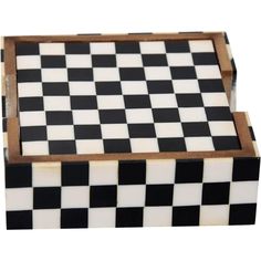 a black and white checkerboard pattern box