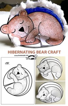 a paper cut out of a bear sleeping on it's side with the instructions below