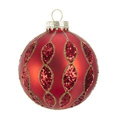 GG0885 Holiday/Christmas/Christmas Ornaments and Tree Toppers Glitter Pattern, Glass Ball Ornaments, Kurt Adler, Christmas Store, Glitter Glass, Pattern Glass, Christmas Decorations Ornaments, Decoration Christmas, Red Glitter