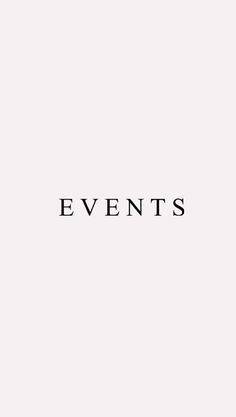 the word events written in black on a white background