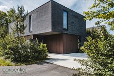 the house is surrounded by trees and bushes