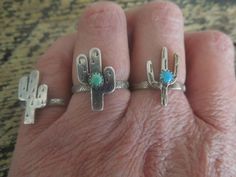 Fatter Little Cactus Sterling Silver Turquoise Ring Handmade | Etsy Sterling Silver Stamped Turquoise Ring Gift, Gift Turquoise Sterling Silver Ring, Cactus Arizona, Cowgirl Accessories, Silver Turquoise Ring, Southwest Jewelry, Turquoise Ring Silver, Saguaro Cactus, Silver Turquoise