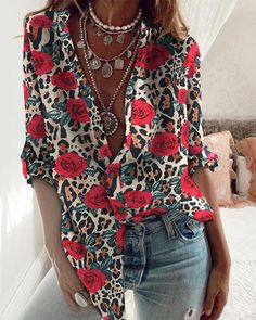 Stand Collar Blouse, Women Bodycon Dress, Casual Long Sleeve Shirts, Women's Blouses, Collar Blouse, Red Blouses, Fashion Colours, Linen Shirt, Rose Flower