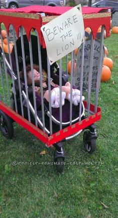 a red wagon filled with stuffed animals on top of a green grass covered field next to oranges