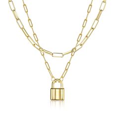 PRICES MAY VARY. Lenght: 14''+18''+2'' Extension chain, Pendant size: 0.7" high 【14K real gold plated】The gold padlock necklace is made of 14k gold plated over brass, high polished surface, hypoallergenic, Swim & Shower Safe 【Lock Pendant With Layered Design】Our dainty layerd necklace is suitable many occasions,etc party, wedding, ceremony, graduation, dating and vocation. 【Perfect Gift for her】Wonderful gift for birthday, wedding, engagement, class, dating, home, office and daily life 【90 Days Locker Necklace, Layerd Necklace, Thick Necklace, Chunky Gold Hoop Earrings, Padlock Necklace, Lock Pendant, Chain Lock, Safe Lock, Lock Necklace