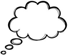 a black and white thought bubble with two bubbles in the shape of an empty cloud