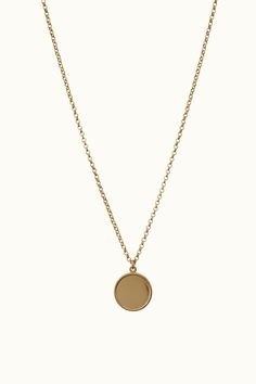 Lisbeth - Lowell Necklace - Gold - Parc Shop Yellow Gold Medallion Necklace With Adjustable Chain For Everyday, 14k Gold Medallion Necklace With Adjustable Chain, Everyday Yellow Gold Medallion Necklace With Adjustable Chain, Yellow Gold Medallion Pendant Necklace For Everyday, Everyday Yellow Gold Medallion Pendant Necklace, Minimalist Yellow Gold Medallion Pendant Necklace, Brass Cable Chain Necklace With Round Pendant, Brass Round Pendant Necklace With Cable Chain, Brass Round Pendant Charm Necklace