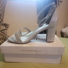 These Beautiful Heels Are Perfect For A Wedding Or A Nice Outing. They Are Nice And Comfortable, Worn Only For 1 Hour Only So They Are New. Have A Nice Wedge So You Can Walk Comfortable Size 9. Synthetic Heels For Wedding, Formal Synthetic Block Heel Wedding Shoes, Synthetic High Heel Block Heels For Wedding, Low Heel Synthetic Heels For Prom, Synthetic Low Heel Prom Heels, Quince Shoes, Blue Low Heels, Gold Glitter Heels, Ankle Wrap Heels