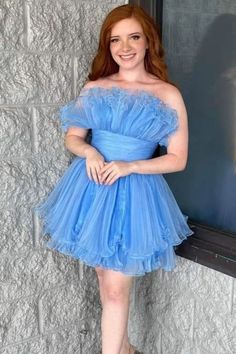 Blue A-line Short Princess Dress Short Princess Dress, 2015 Wedding, Winter Formal Dresses, Junior Prom Dresses, 2015 Wedding Dresses, Blue Tulle, Empire Waistline, Short Homecoming Dress, A Line Shorts