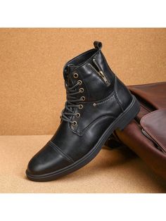 Men's Leather Boots Casual Combat Boots Business Shoes Black     Plain Hiking Boots,Snow Boots,Handmade Boots   Men Shoes, size features are:Bust: ,Length: ,Sleeve Length: Men's Leather Boots, Handmade Boots, Handmade Boot, Men’s Boots, Black Plain, Boots Casual, Mens Leather Boots, Business Shoes, Leather Riding Boots