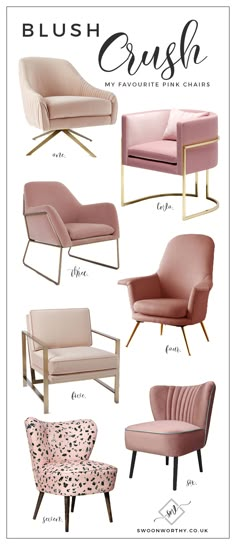 pink and gold chairs are featured in the cover of blush crush by faurette