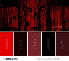 the color palette is red and black with an image of a woman's face