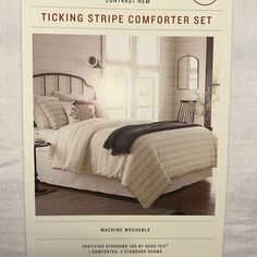 an advertisement for a comforter set in a bedroom