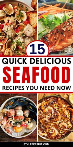 the cover of 15 quick delicious seafood recipes you need now