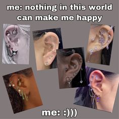 there are many different types of piercings on the ear and behind them is an advert for me