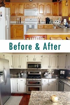 before and after pictures of a kitchen remodel