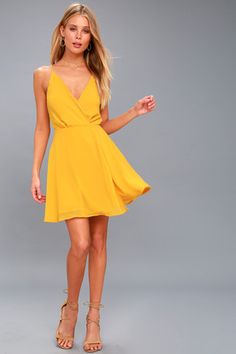 RD9050: MUSTARD 2 Yellow Dress Outfit, Yellow Wrap Dress, Dress For Teens, Recruitment Outfits, Yellow Mini Dress, Dress Graduation, Dress Yellow, Online Dress Shopping, Dresses For Teens