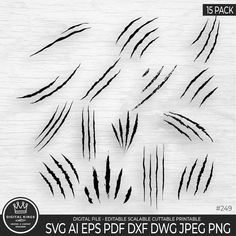 black and white photograph of various scratches on wood background with text that reads svg eps dxf dxf png