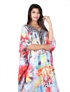 silk kaftan dresses Festive Floral Print Maxi Kaftan, Bollywood Style Dresses With Kimono Sleeves, Spring Kaftan With Embellished Kimono Sleeves, Spring Embellished Kaftan With Kimono Sleeves, Embellished Kaftan With Kimono Sleeves For Eid, Eid Embellished Kaftan With Kimono Sleeves, Festive V-neck Printed Kaftan, Bollywood Style Embellished Multicolor Kaftan, Multicolor Floral Print Kaftan For Eid