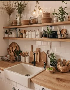 the kitchen is clean and ready to be used as a place for cooking or baking