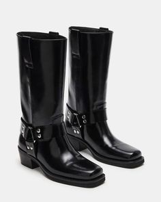 RHODA Black Leather Moto Boot | Women's Boots – Steve Madden Boots Steve Madden, What To Wear Today, Leather Moto, Moto Boots, Fall 2024, Women's Boots, Steve Madden, Bootie Boots, What To Wear