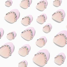 Claire's Pink Gem French Tip Stiletto Press On Vegan Faux Nail Set - 24 Pack Claires Press On Nails, Gem French Tip, French Tip Stiletto, Claire's Fake Nails, Claire's Nails, Fake Nails For Kids, Spa Supplies, Faux Nails, Piercing Kit